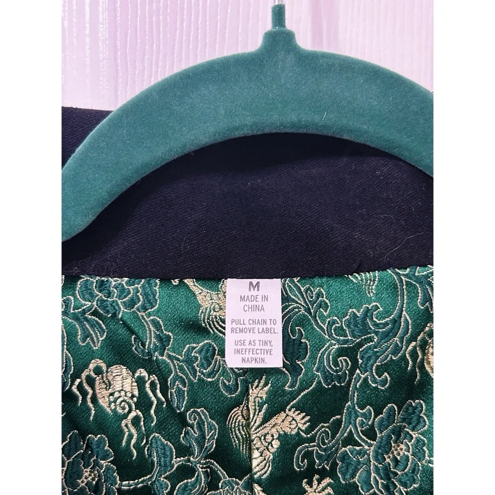 Betabrand Golden Dragon Reversible Smoking Jacket in Green/Black - Picture 11 of 14